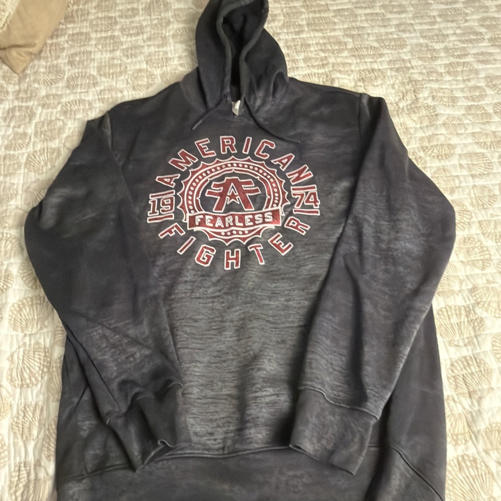American Fighter Men's L Pullover Hoodie Hollins Black With Reflective Red Inlay